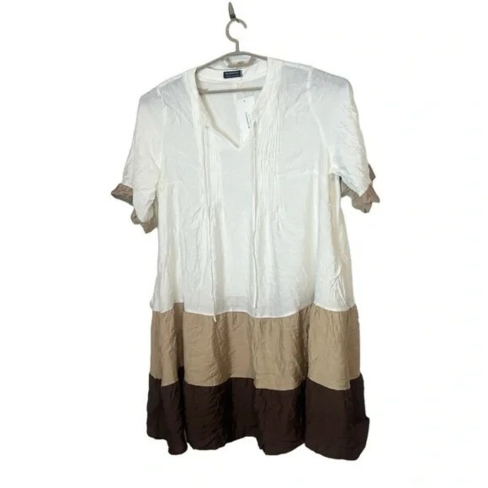 Bloomchic‎ White Tan Brown Colorblock Shift Dress Size 18 20 New